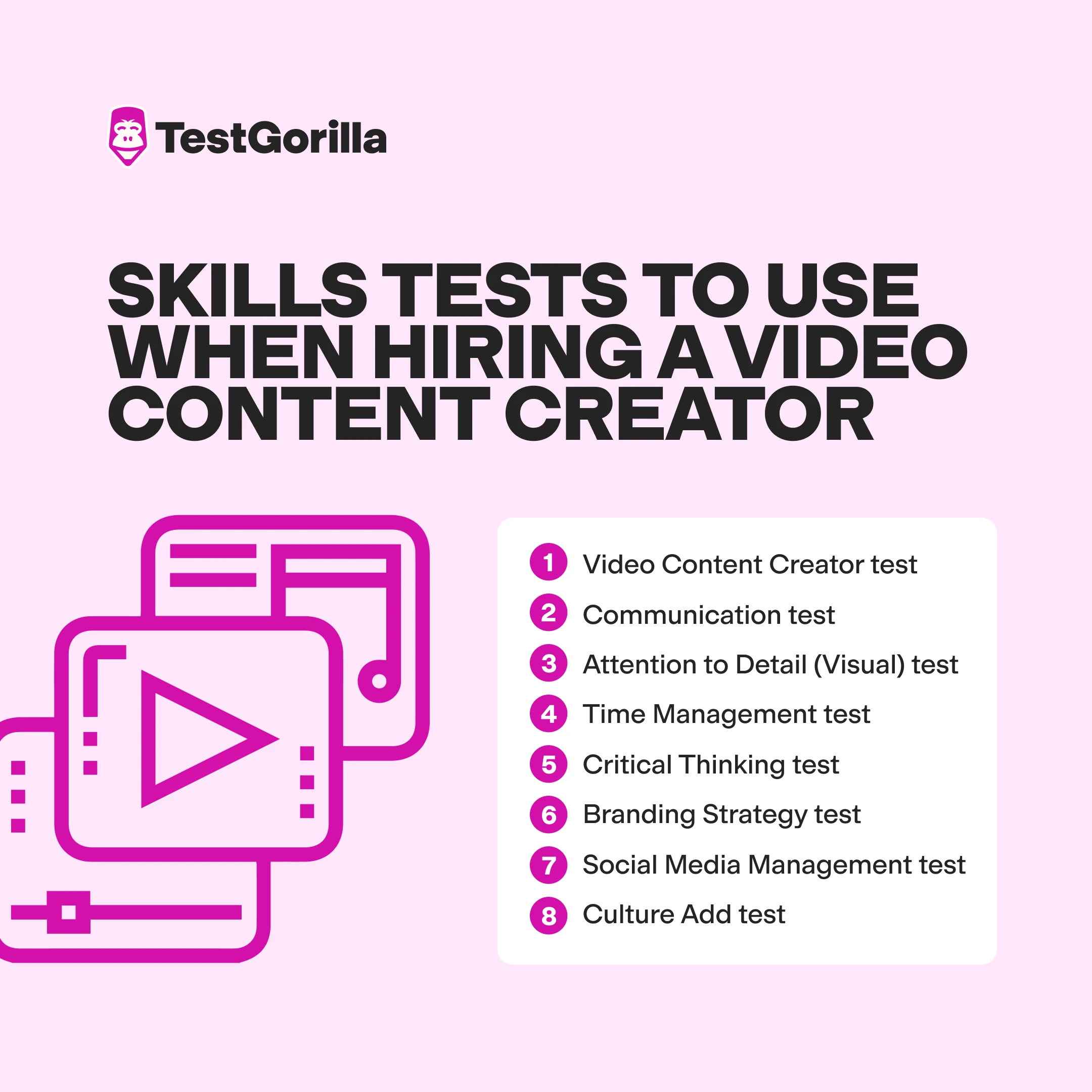 Skills tests to use when hiring a video content creator graphic
