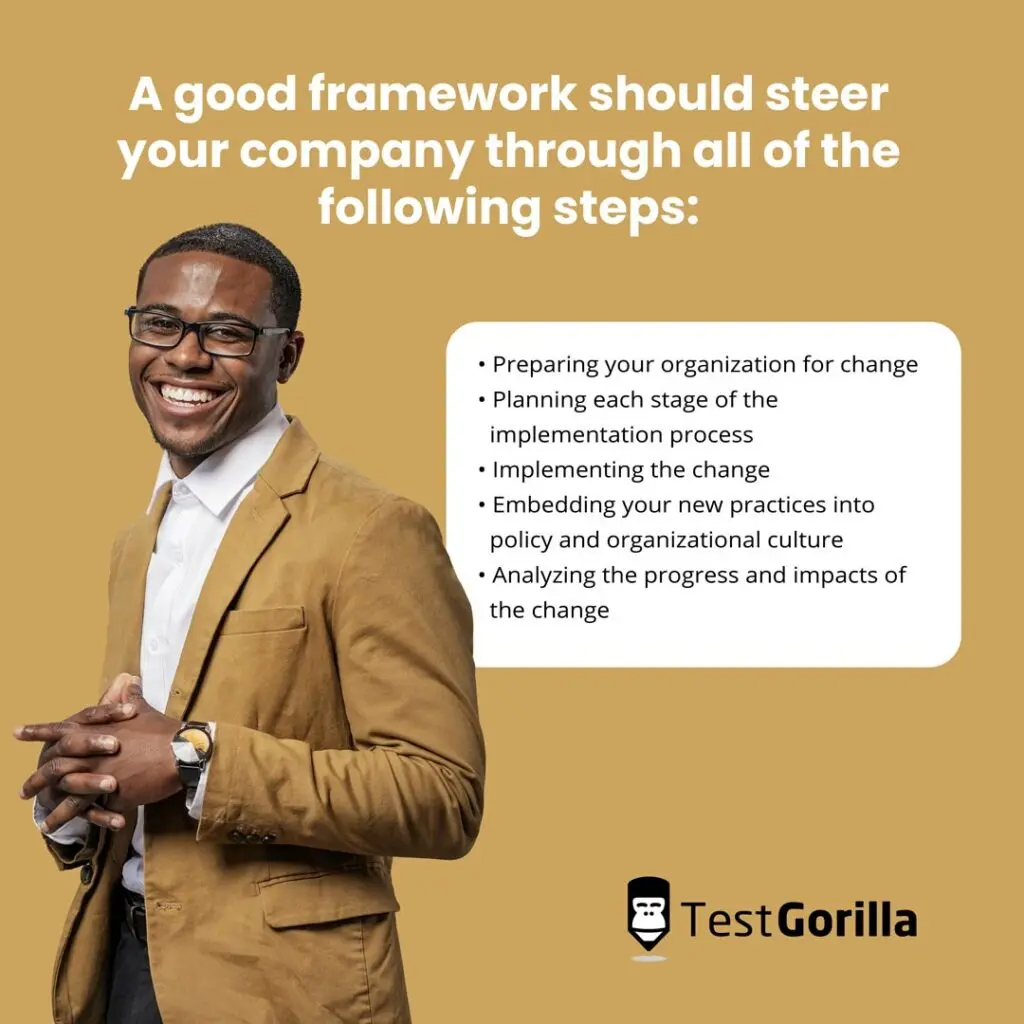 A good framework should steer your company through all of the following steps