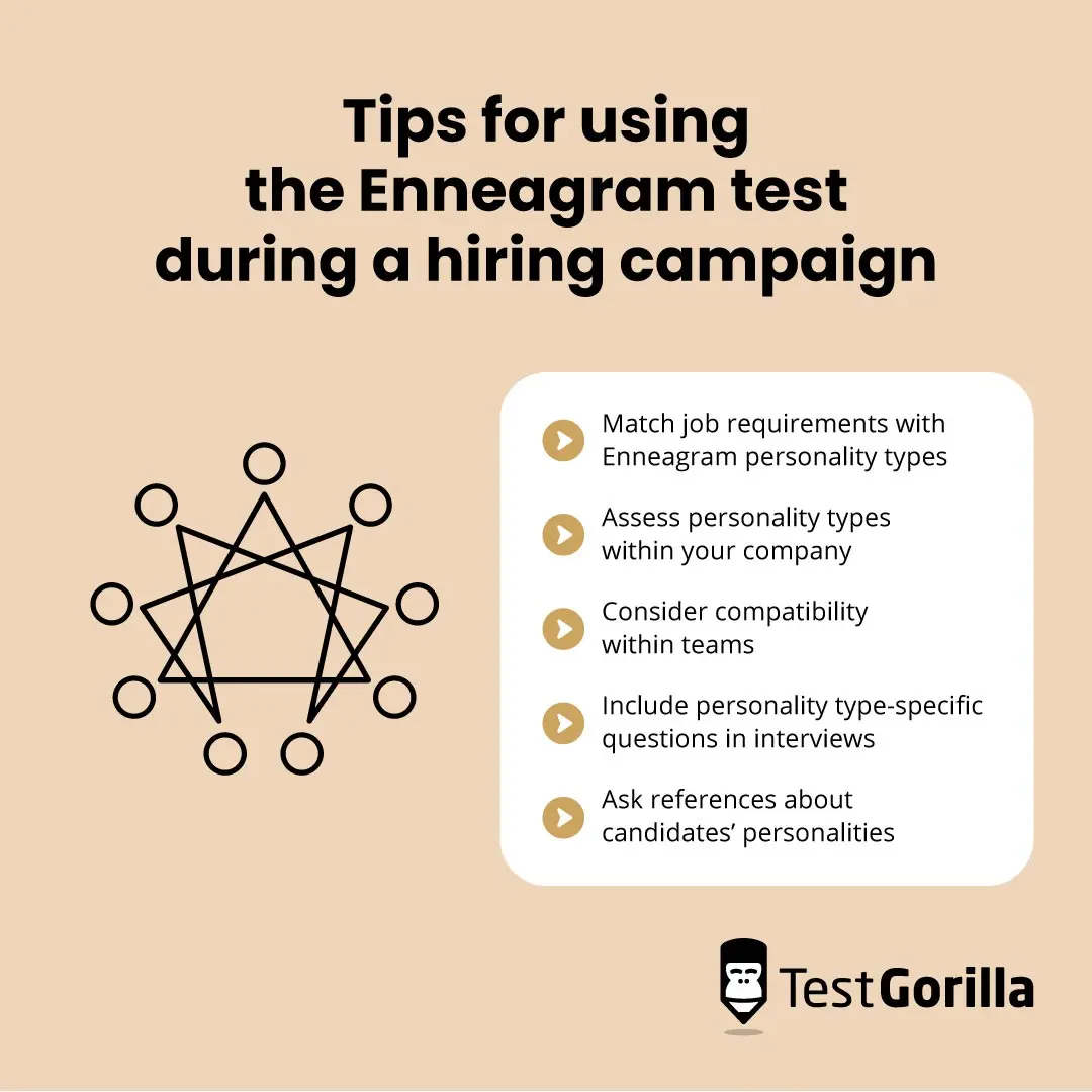 Tips for using the Enneagram test during a hiring campaign graphic explanation