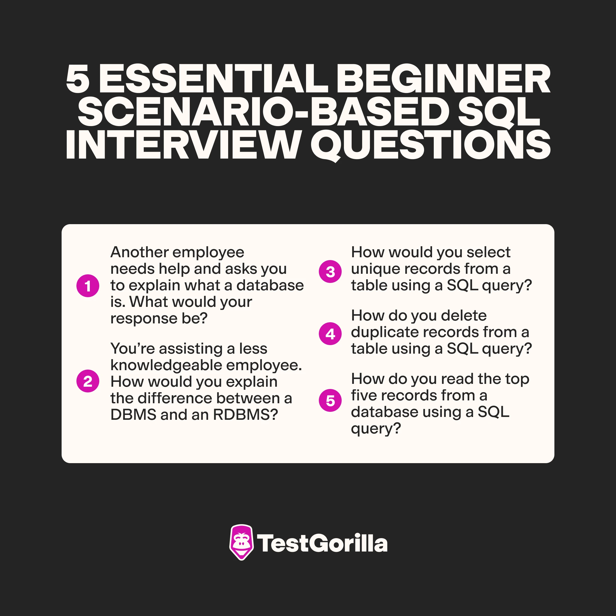 5 essential beginner SQL interview questions