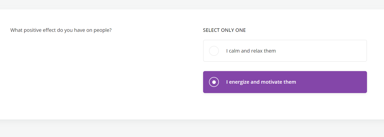an example question from TestGorilla's 16 Personalities test
