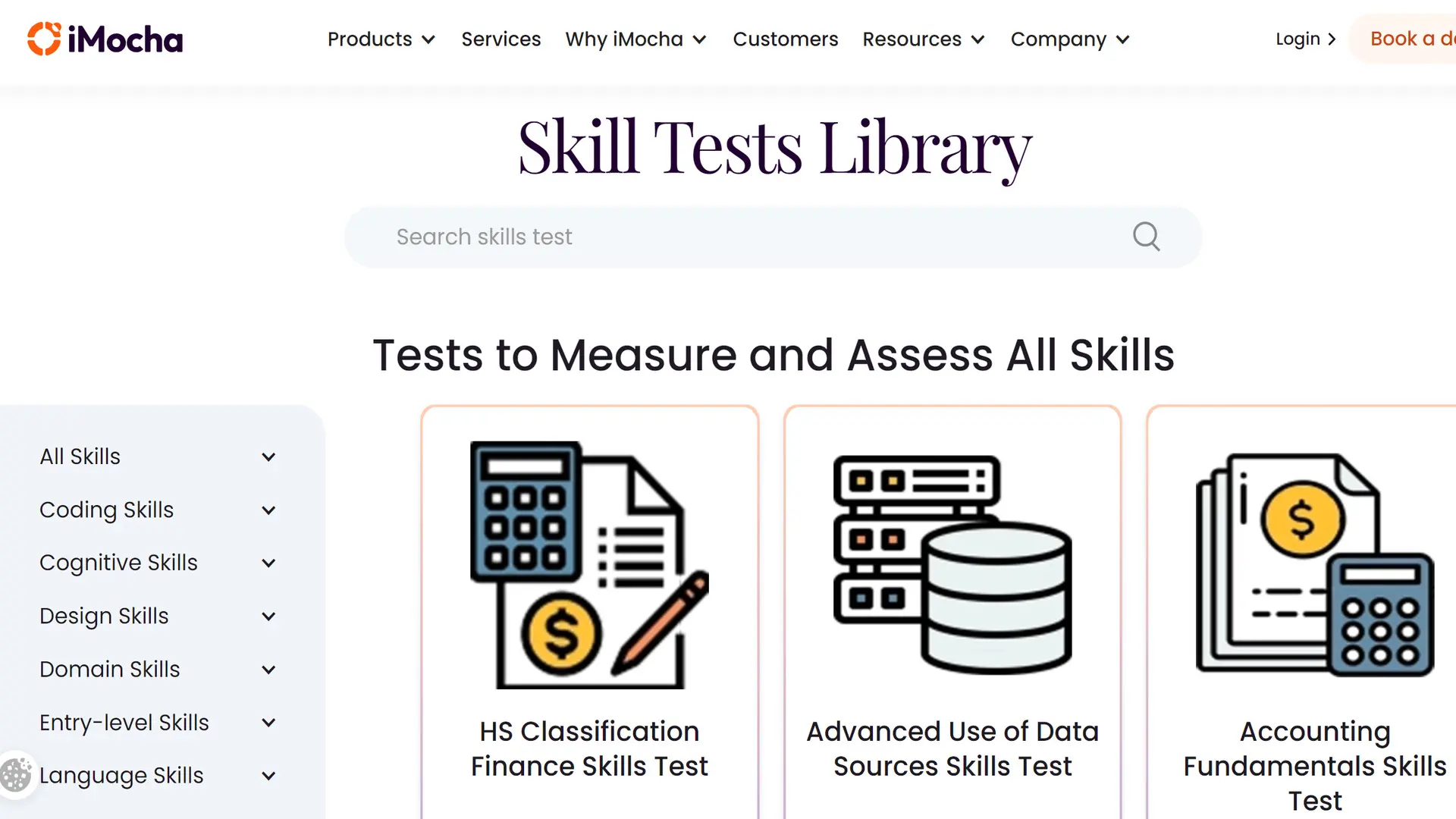 iMocha’s test library