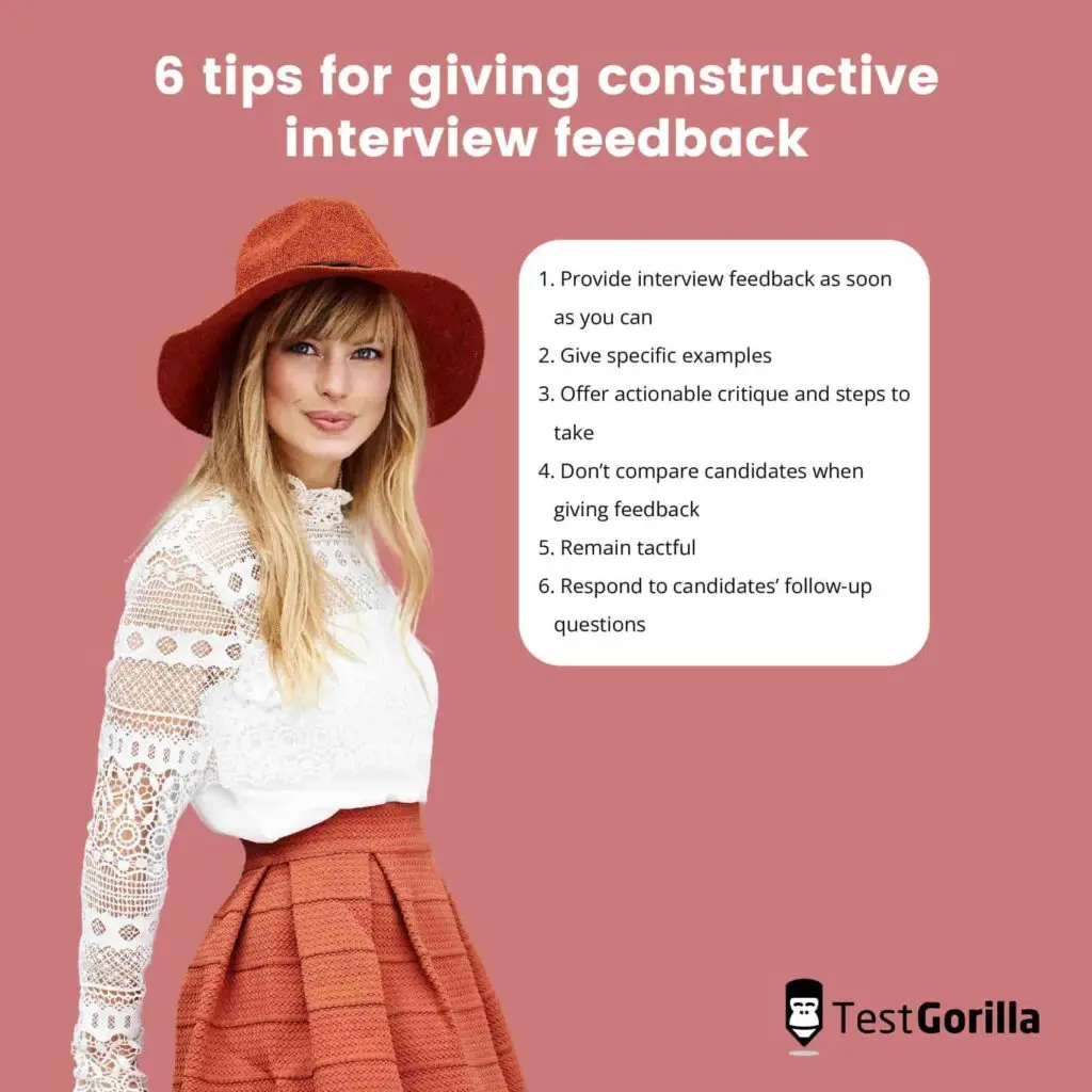 image showing 6 tips for giving constructive interview feedback