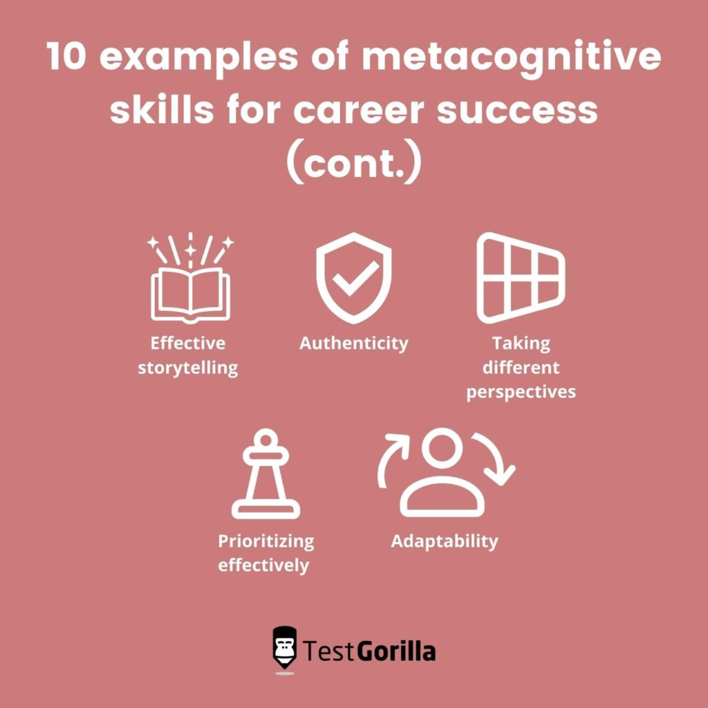 image showing another set of five examples of metacognitive skills for career success 