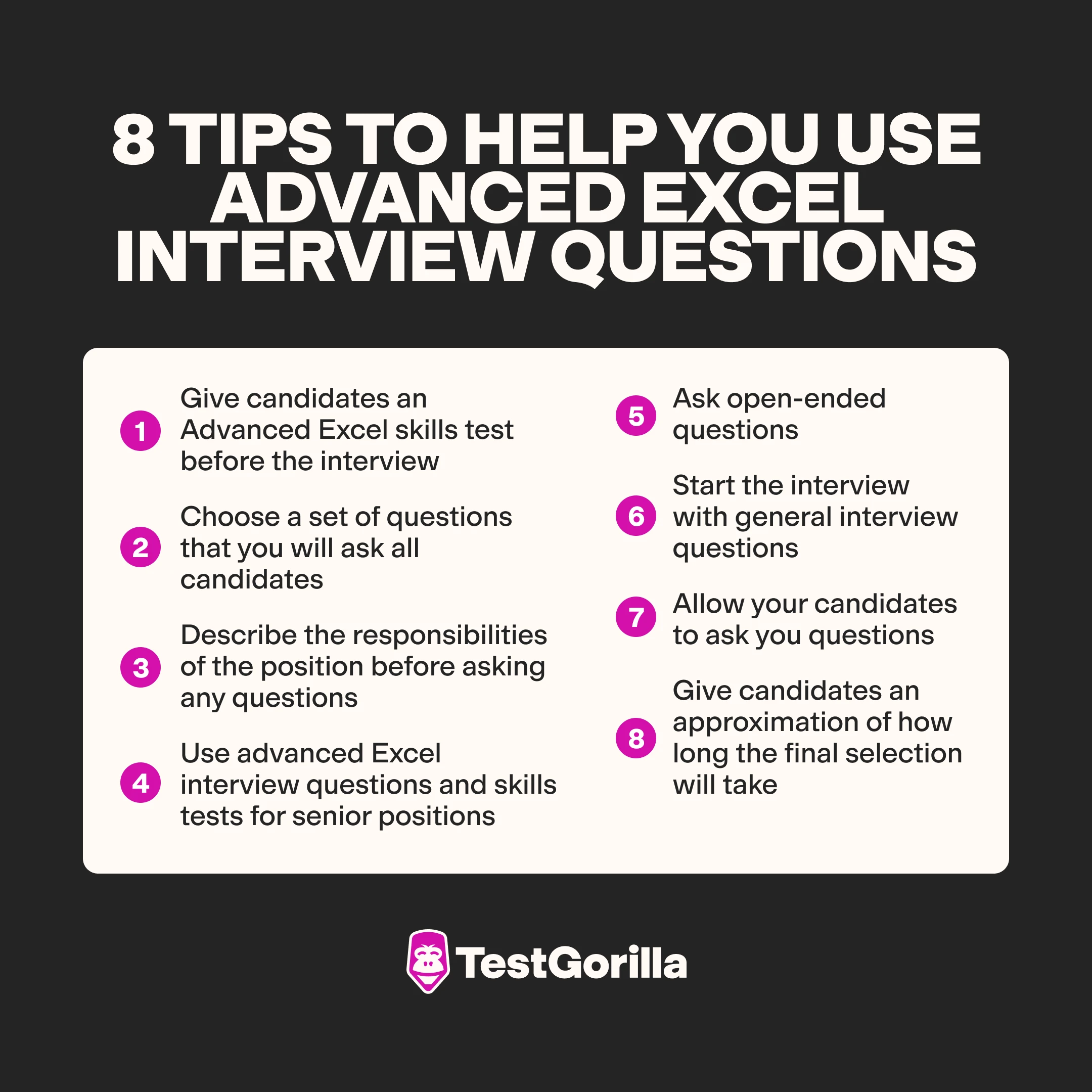 image showing tips to help you use advanced Excel interview questions