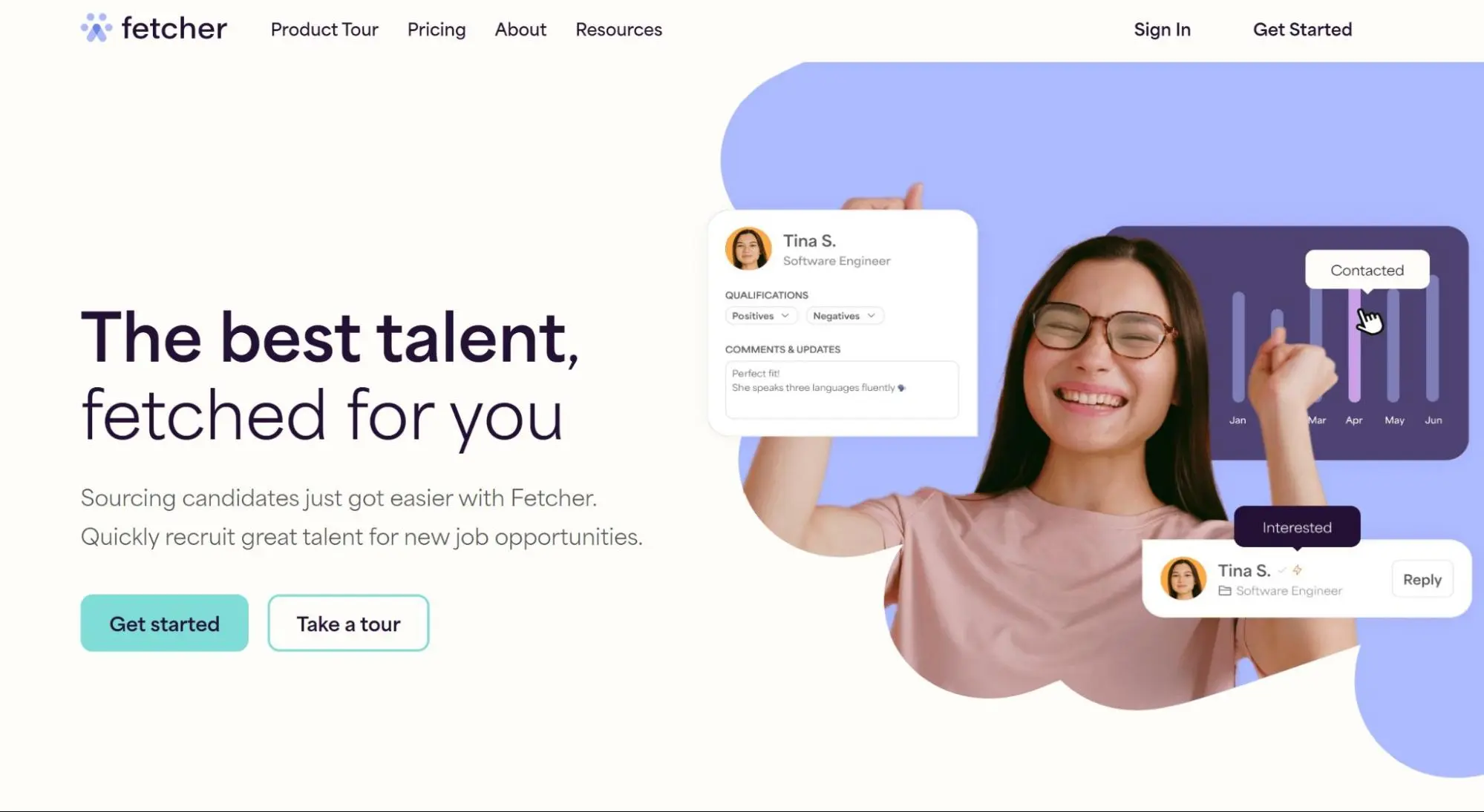 Fetcher homepage with text The best talent, fetched for you