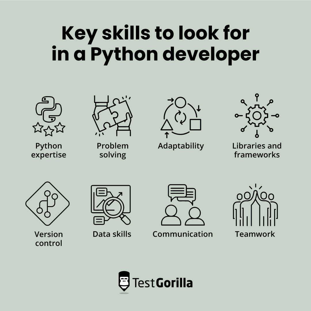 Key skills to look for in a Python developer graphic
