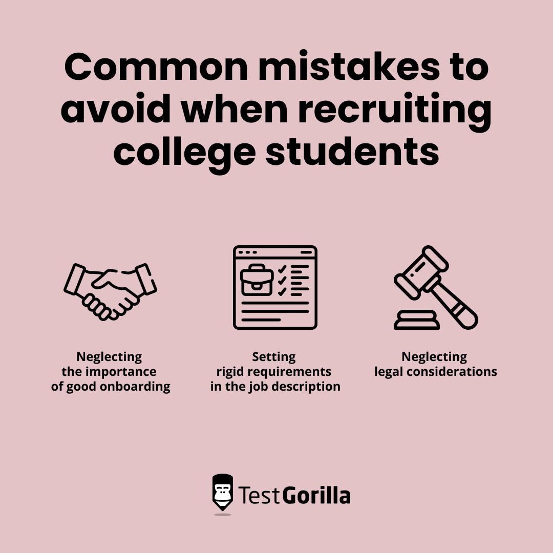 Common mistakes to avoid when recruiting college students graphic