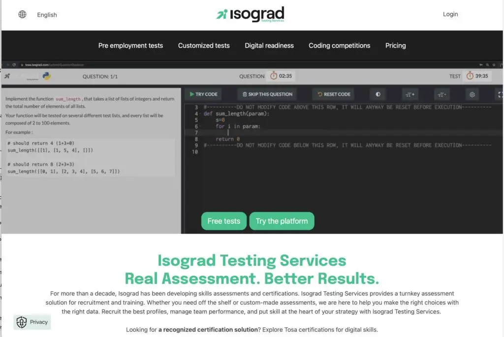 isograd homepage screenshot