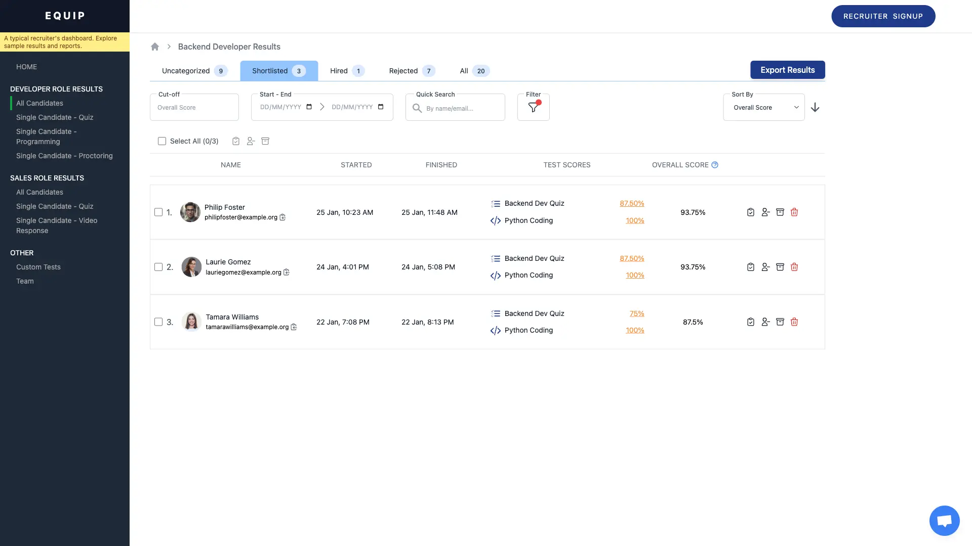 Equip reporting and analytics