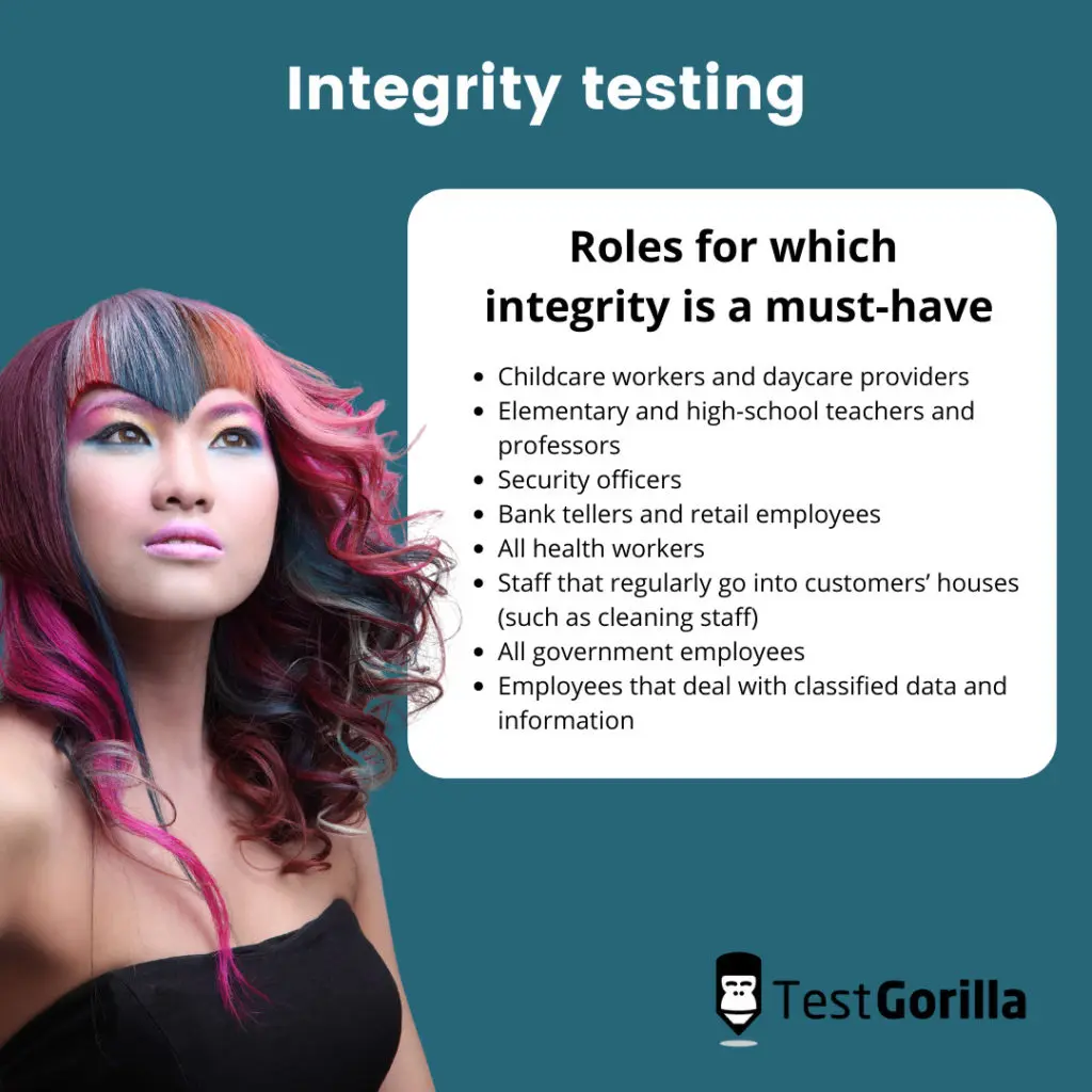 Roles for which employee integrity testing is a must-have