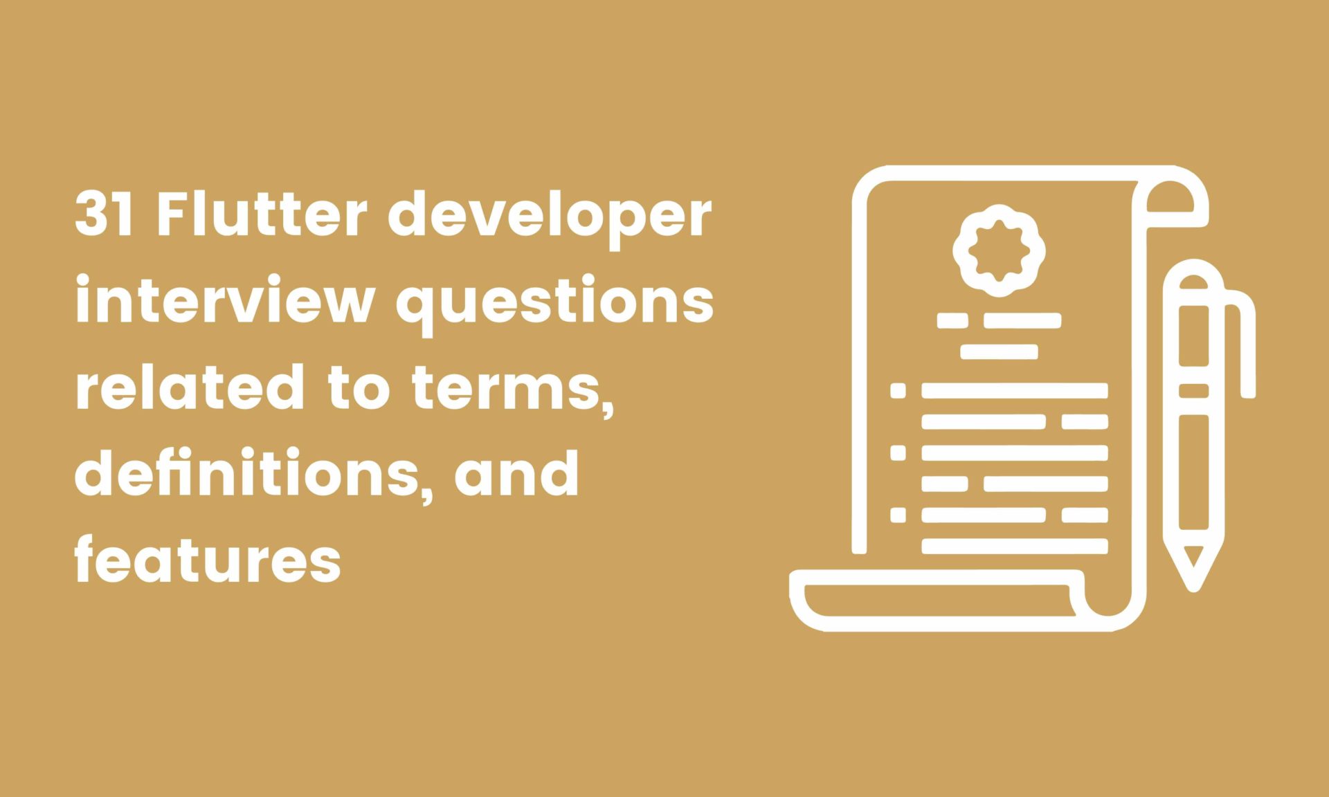 banner image for Flutter developer interview questions related to terms, definitions, and features