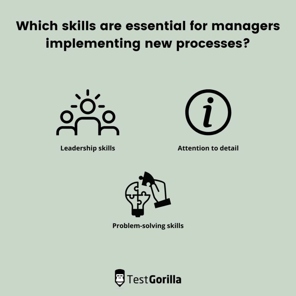 which skills are essential for managers implementing new processes? 