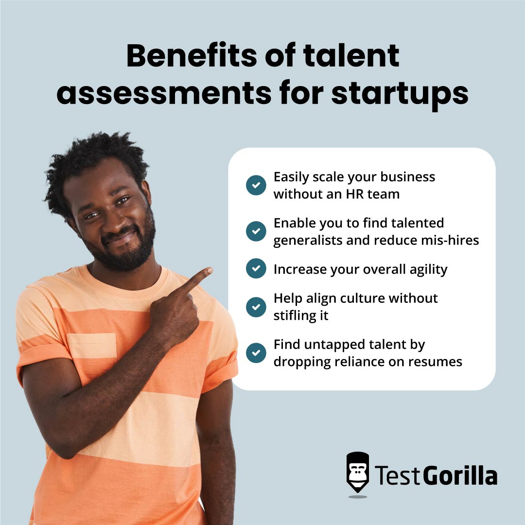 Benefits of talent assessments for startups graphic