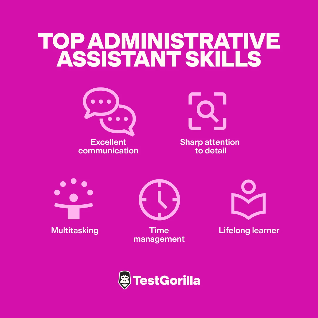 Top administrative assistant skills graphic