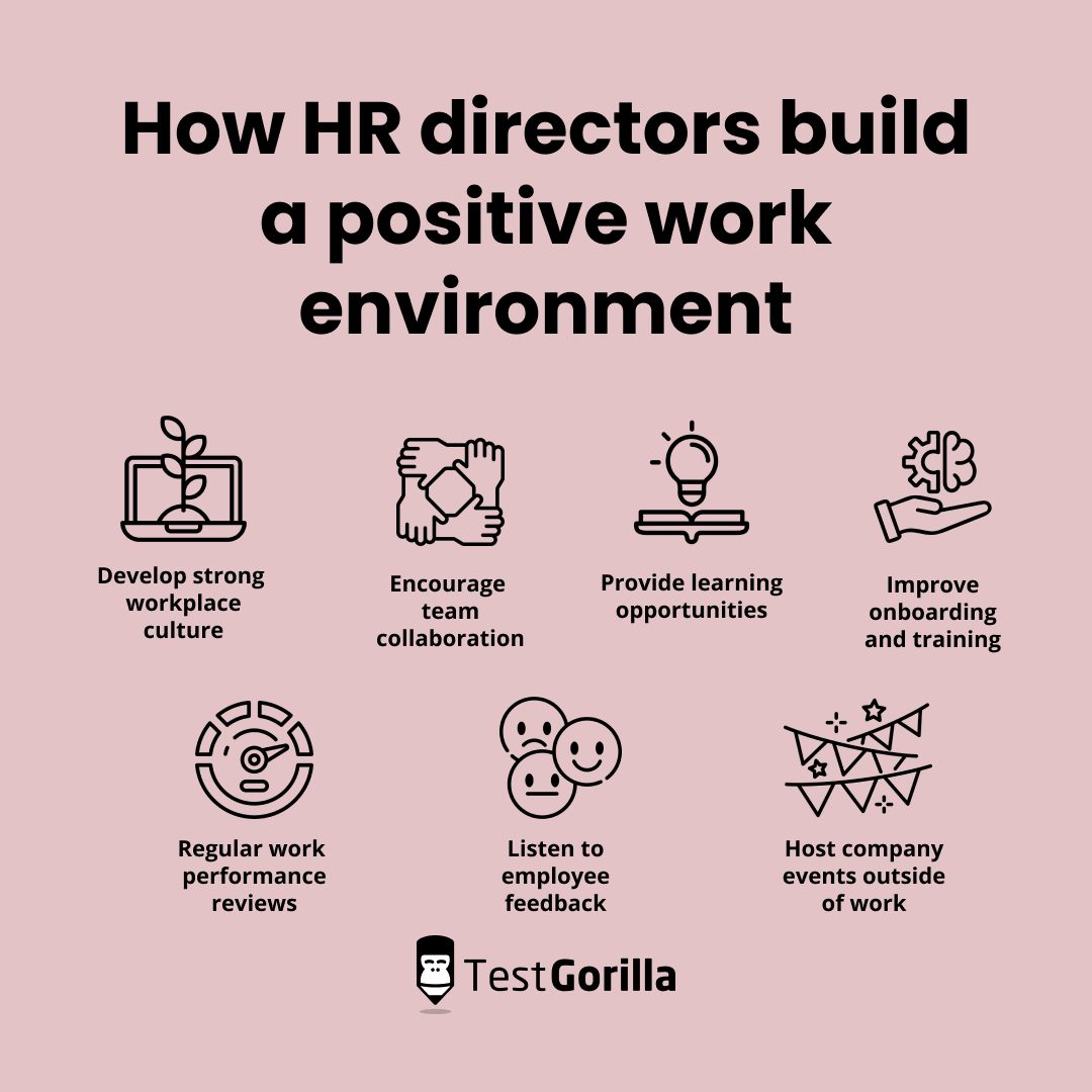 how HR directors build a possitive work environment graphic