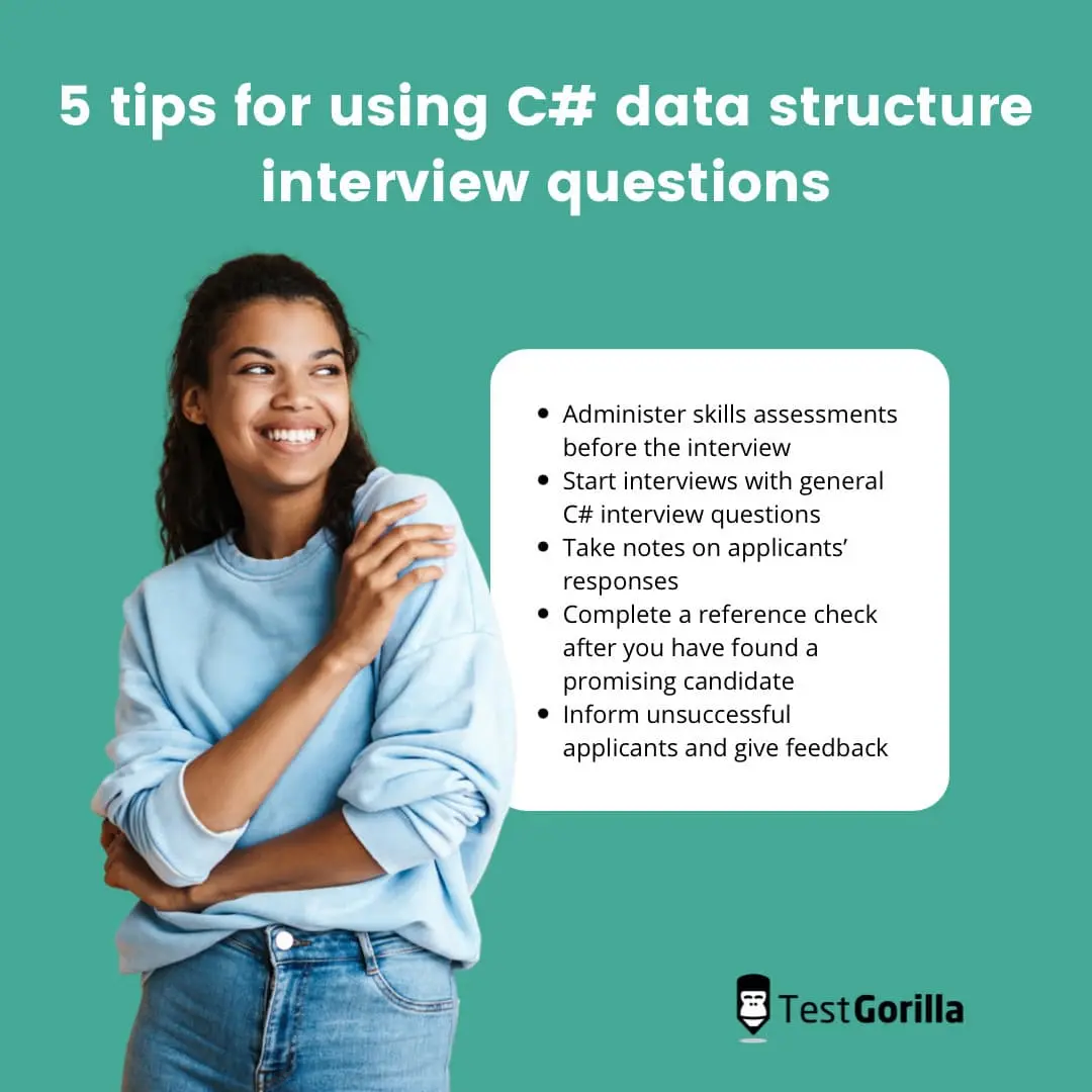 image showing tips for using C# data structure interview questions