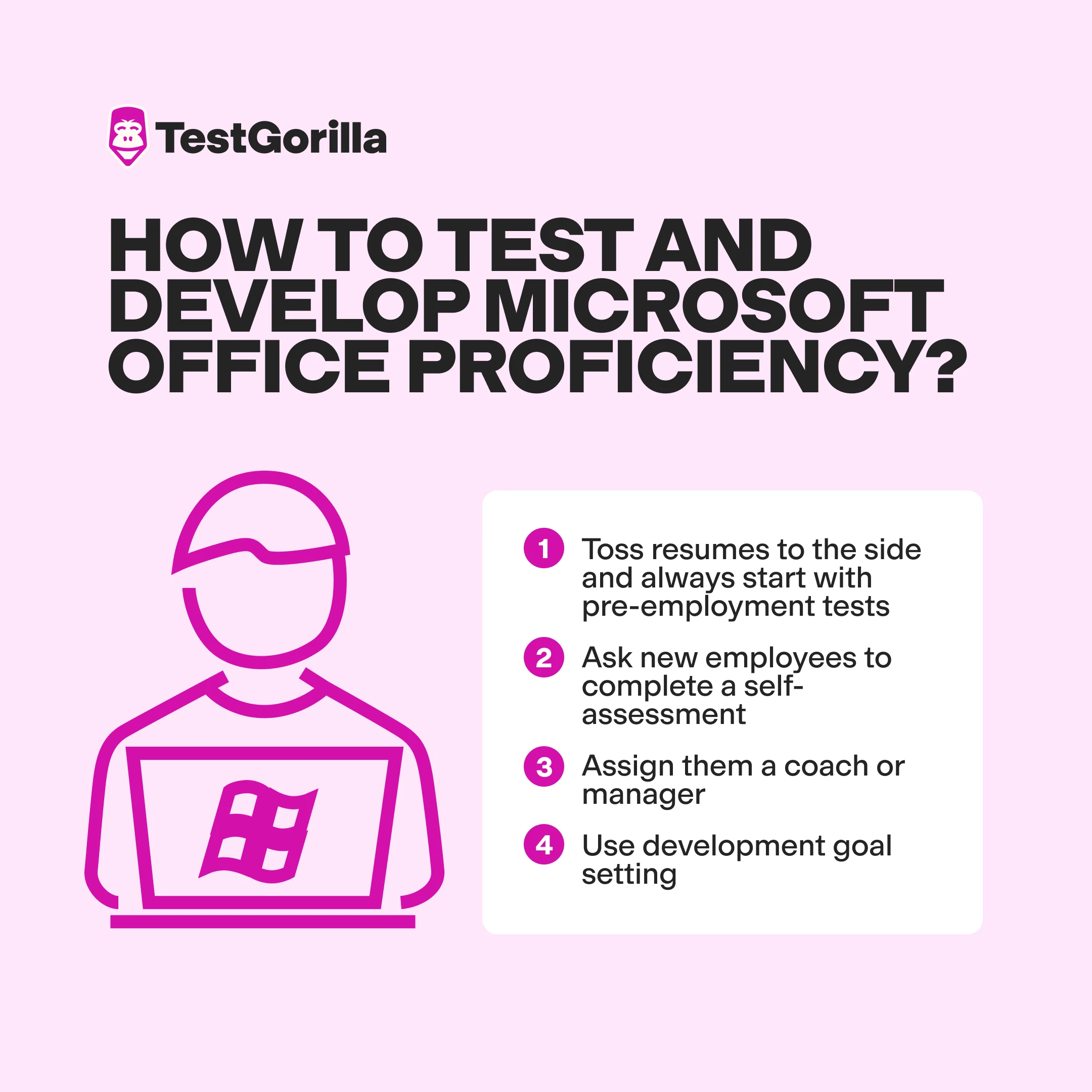 how to test and develop MS Office proficiency steps graphic