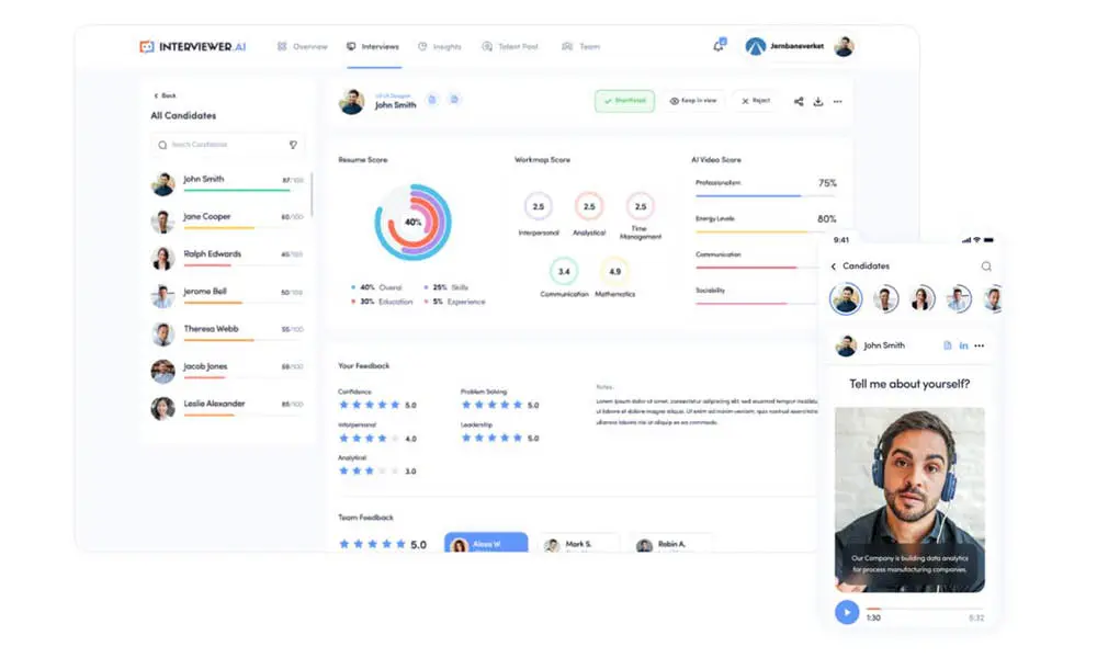 Interviewer.AI reporting and analytics features