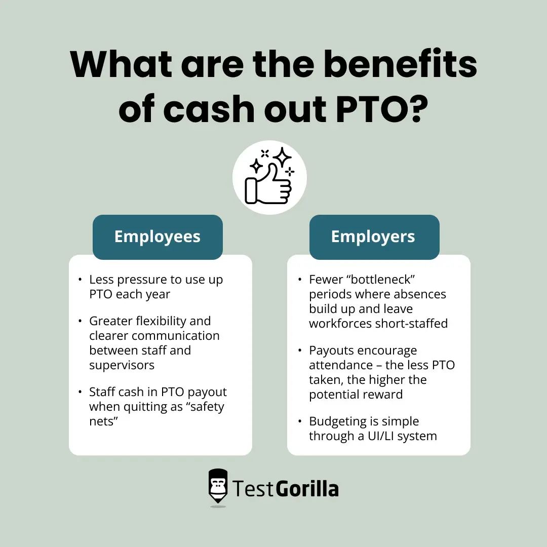 What are the benefits of cash out PTO Graphic