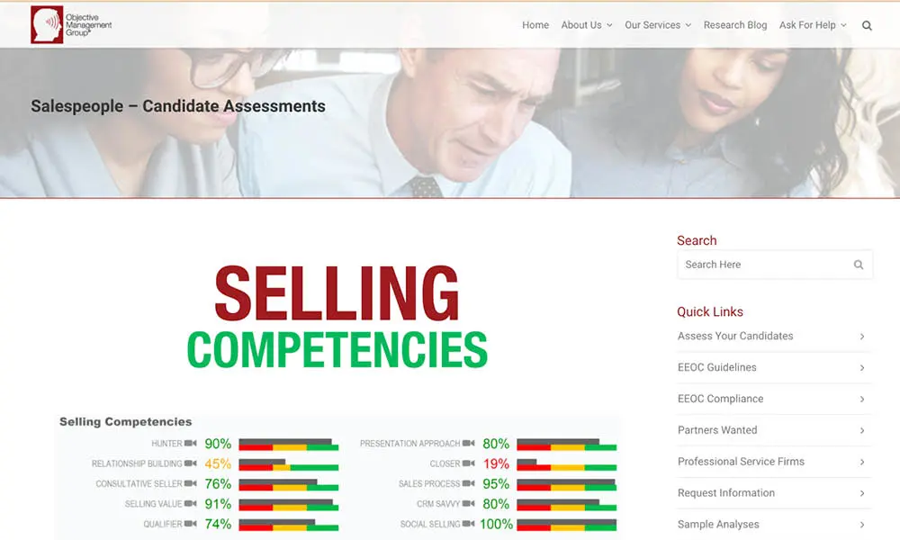 Sales Candidate Assessment results