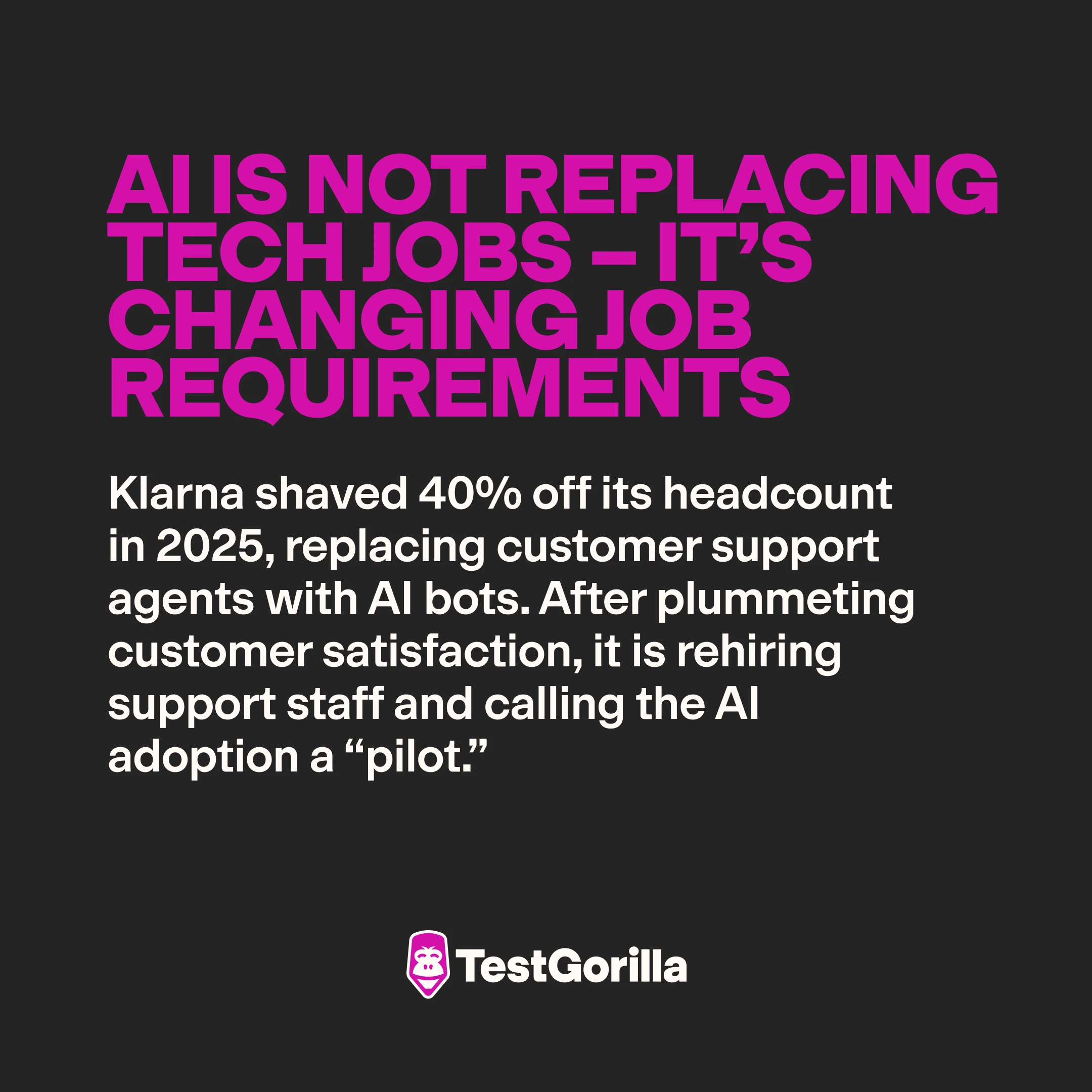 AI is not replacing tech jobs, it's changing job requirements graphic