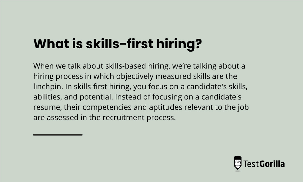 Skills-first hiring definition graphic