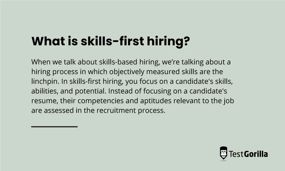 Skills-first hiring definition graphic