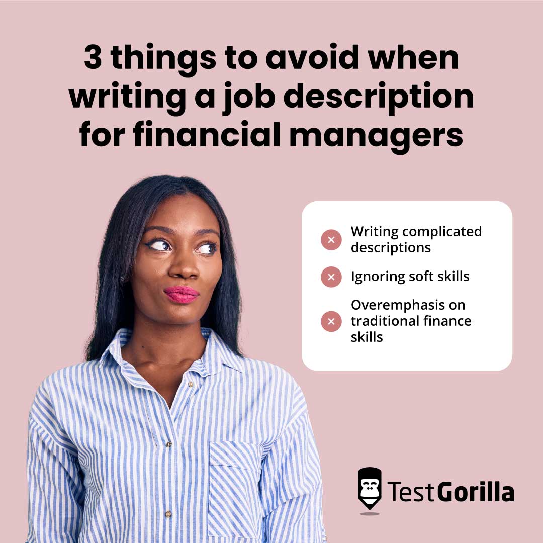 3 things to avoid when writing a job description for financial managers graphic