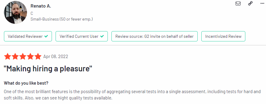 screenshot of TestGorilla review