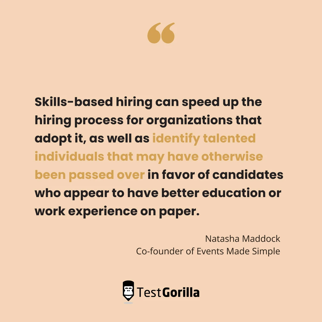 Skills-based hiring quote Natasha Maddock