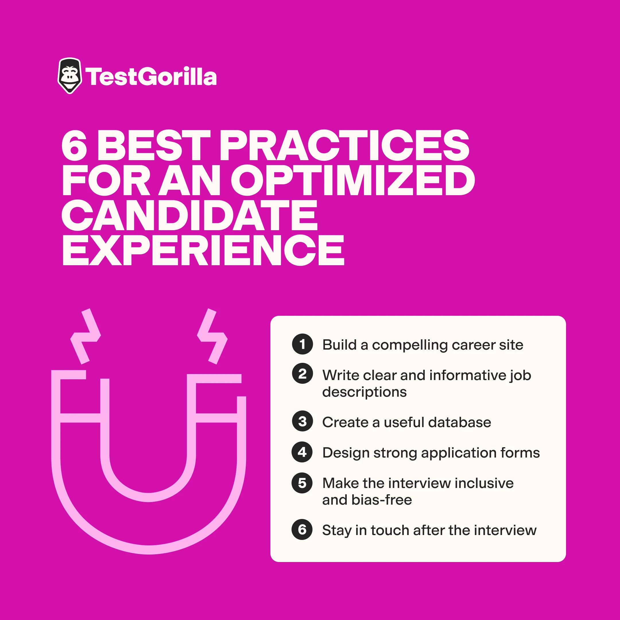 6 best practices for an optimized candidate experience graphic