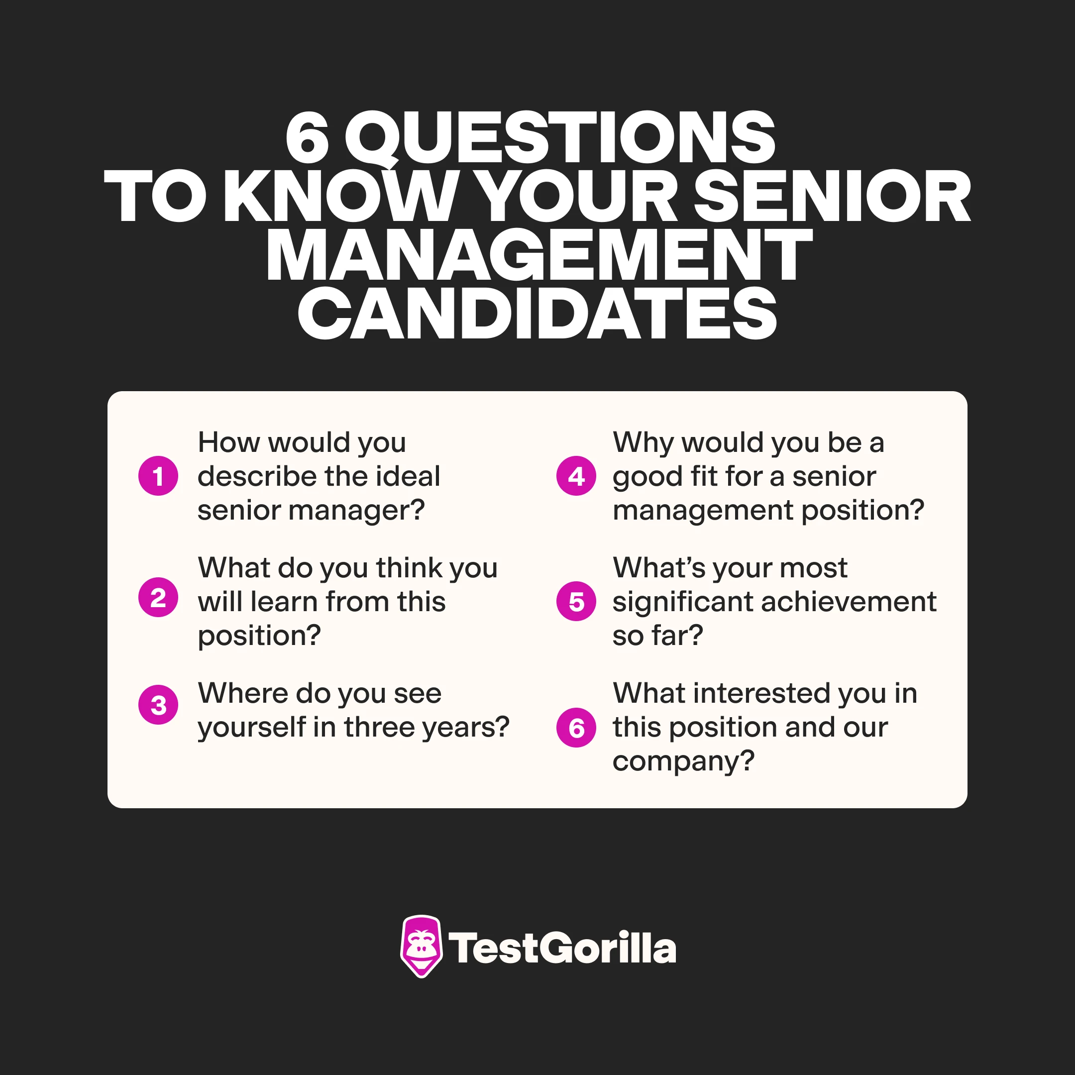 6 questions to know your senior management candidates Explanation