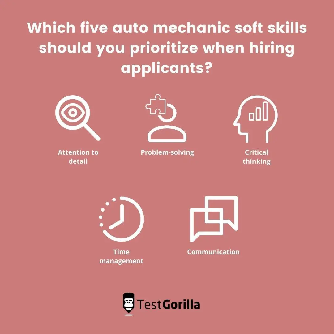 image listing five auto mechanic soft skills to prioritize when hiring applicants