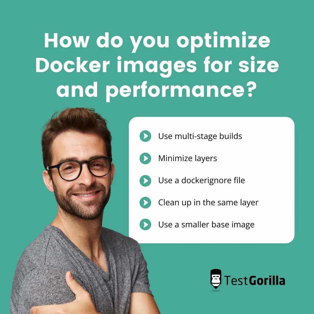 How do you optimise docker images for size and performance graphic