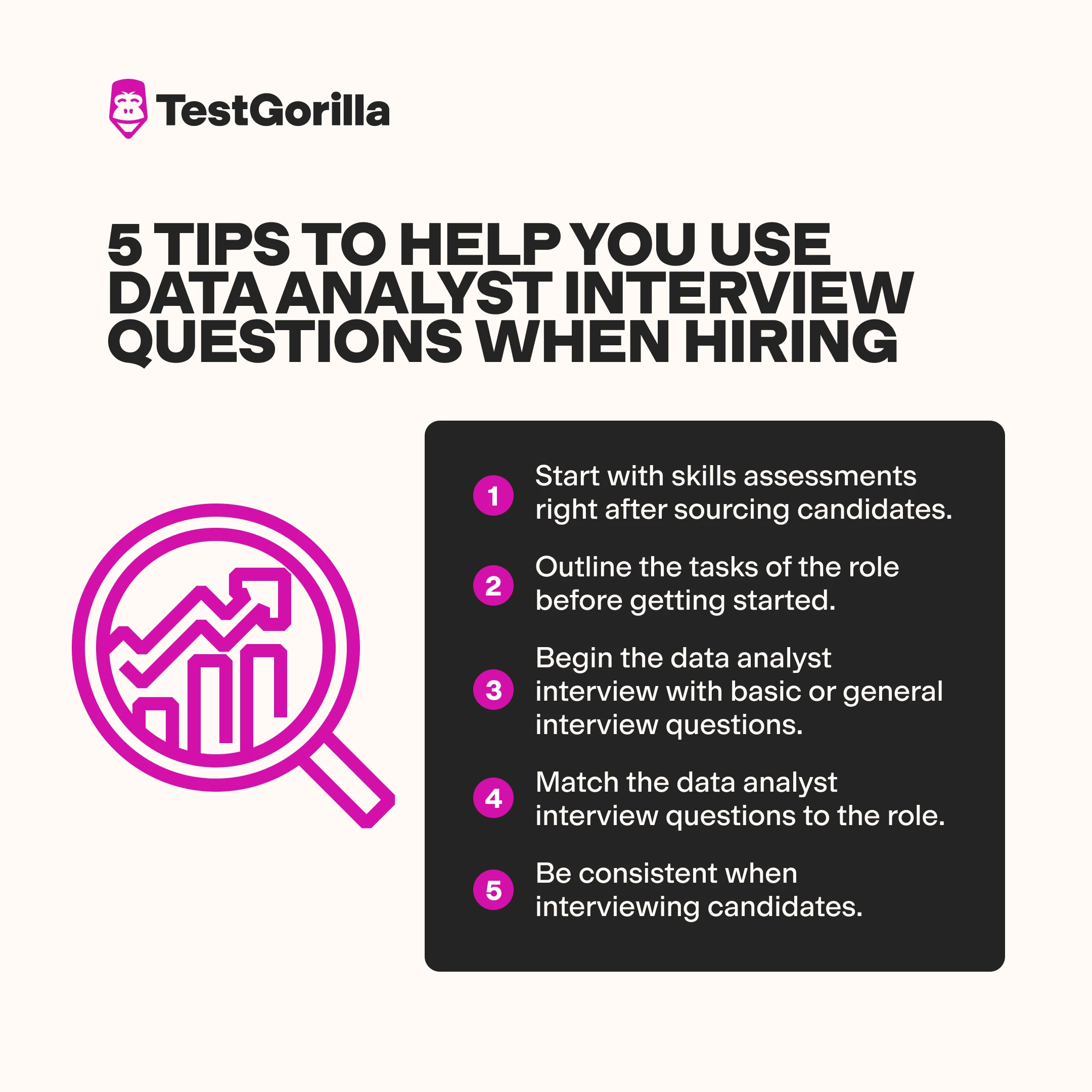 image showing tips to help you use data analyst interview questions when hiring