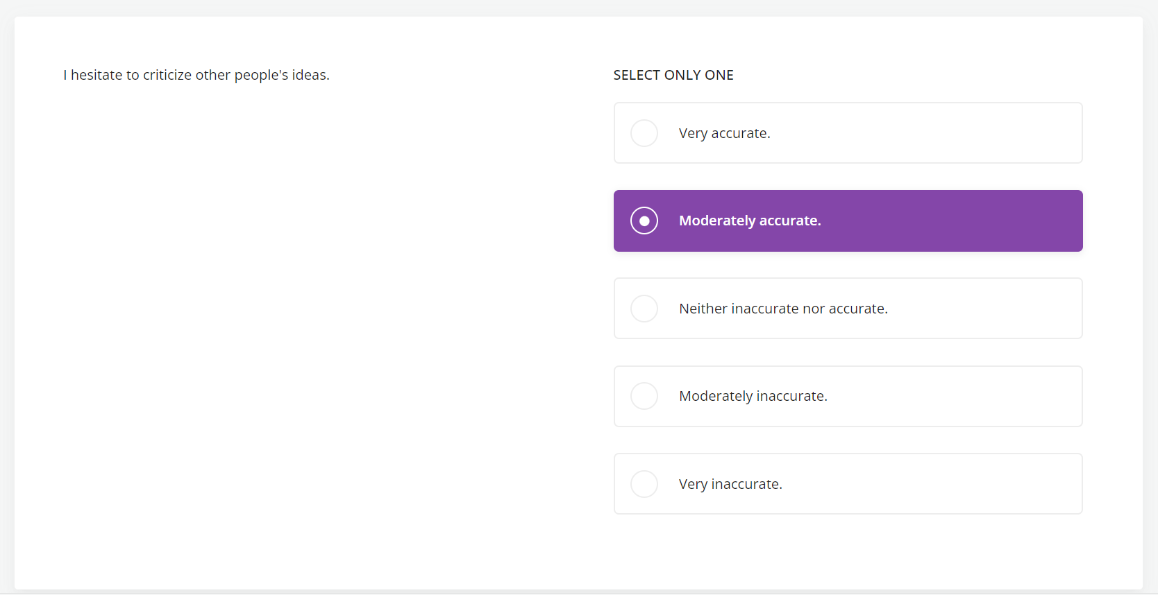 an example question from TestGorilla's DISC Personality test
