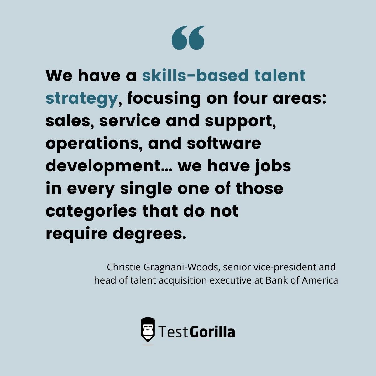 Bank of America quote explaining their skills-based talent strategy