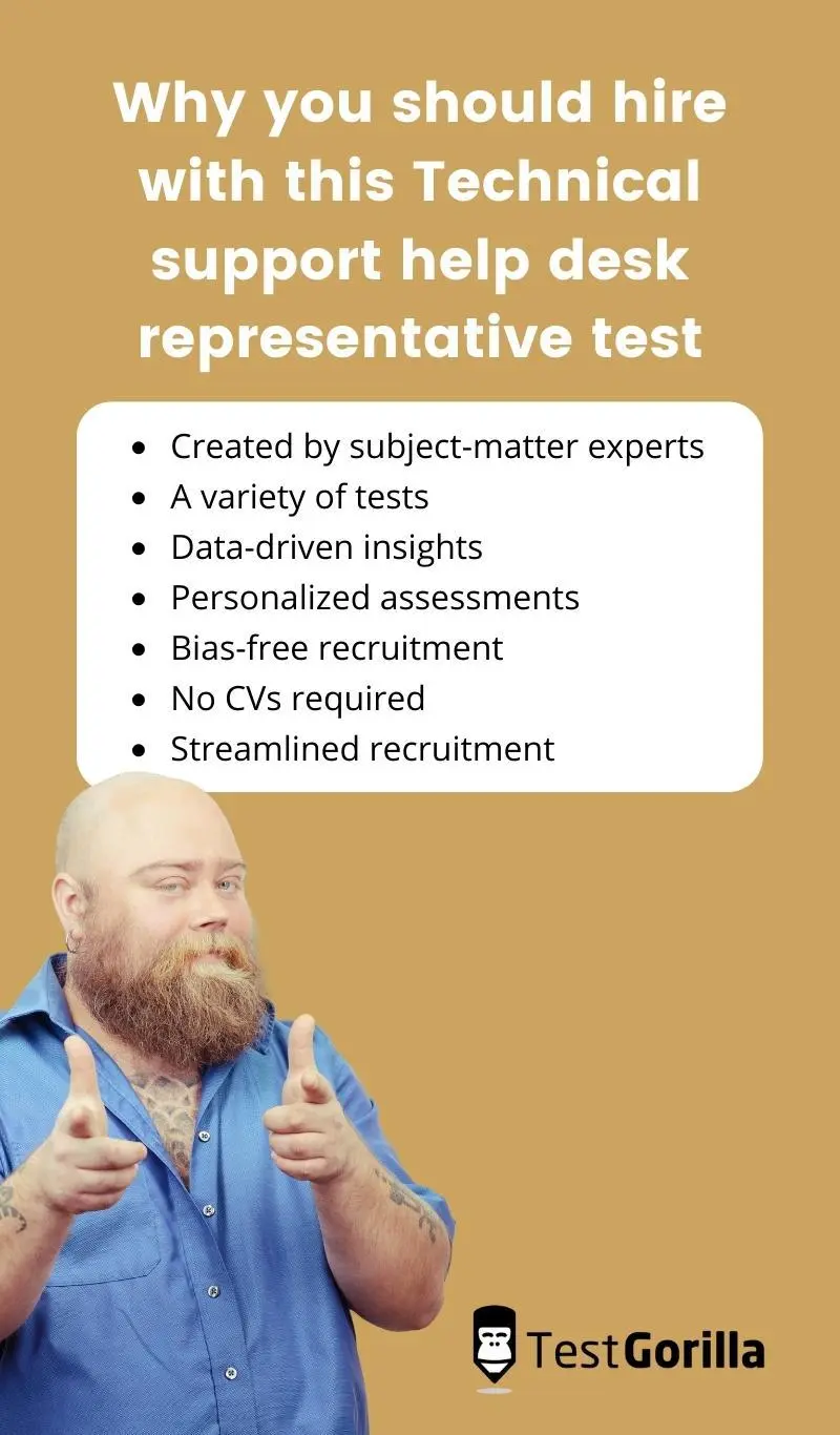 Technical support test Candidate screening assessment TestGorilla
