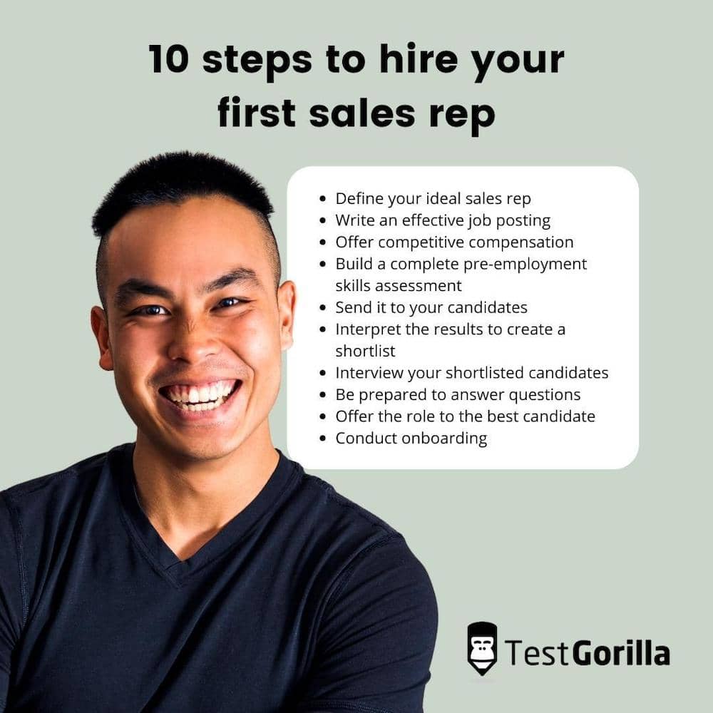 ten steps to hire your first sales rep