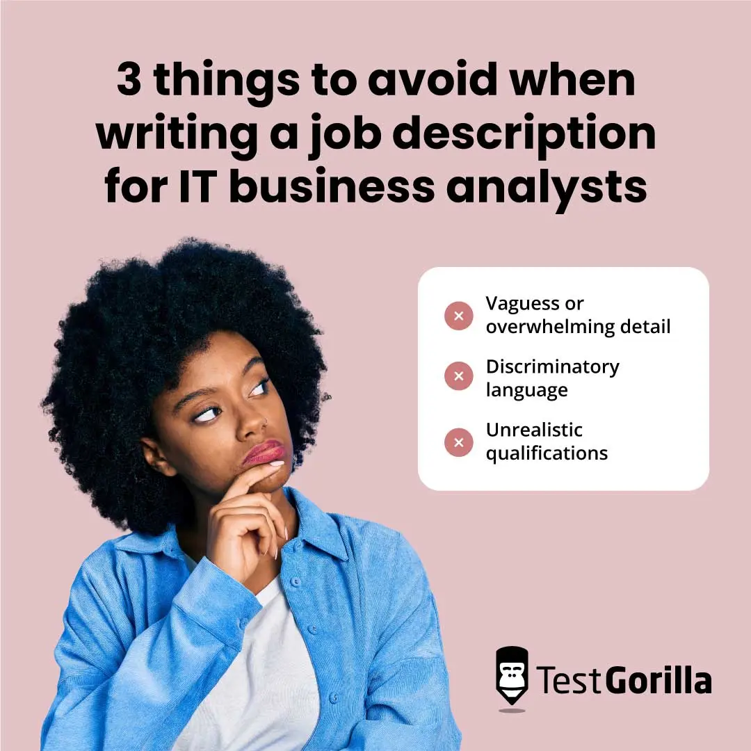 Three things to avoid when writing a job description for IT business analysts graphic