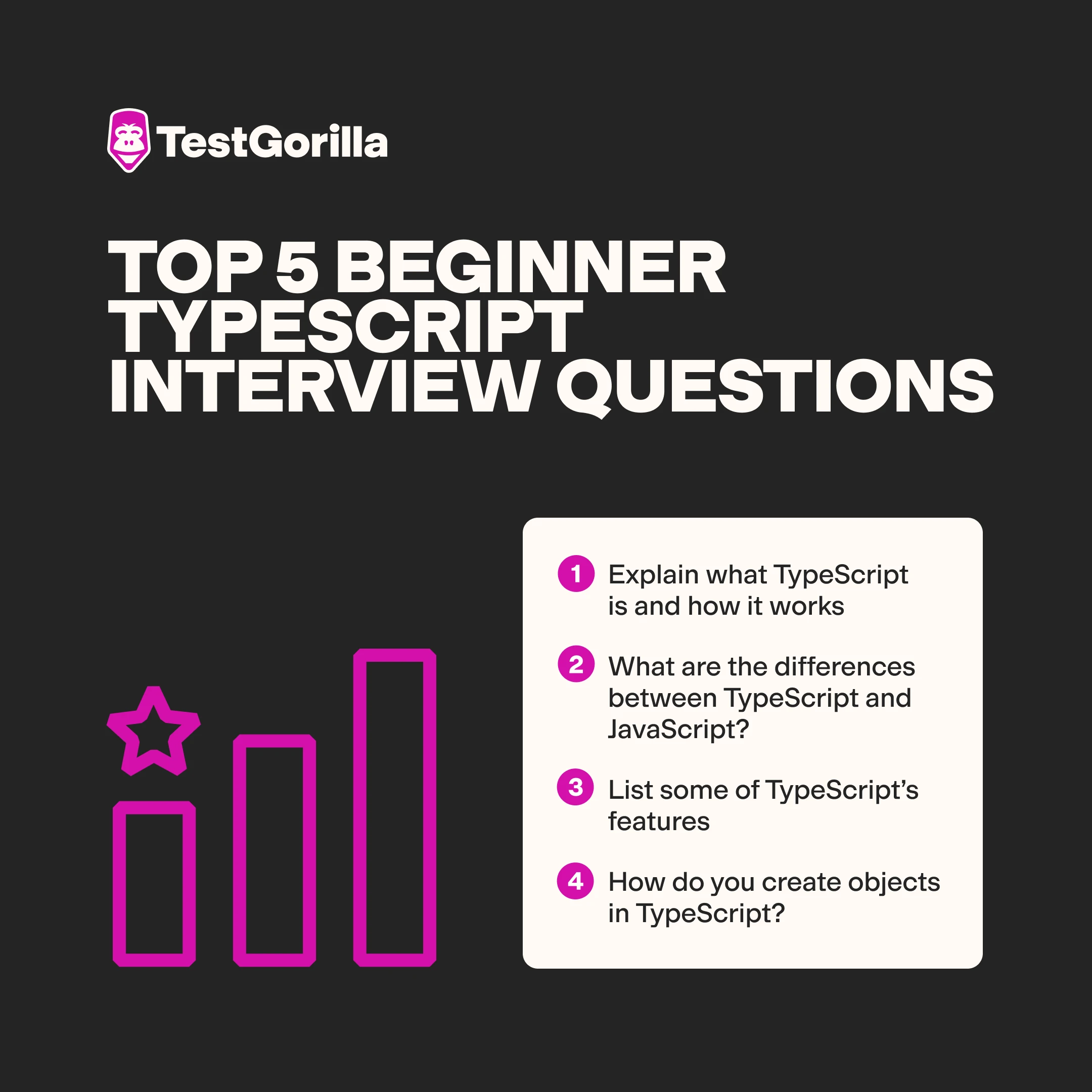 top 5 beginner typescript interview questions graphic