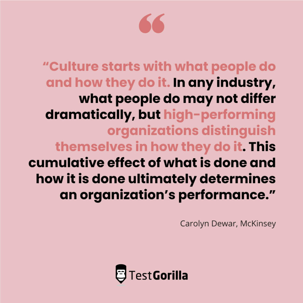 Quote from Carolyn Dewar: culture starts with what people do and how they do it