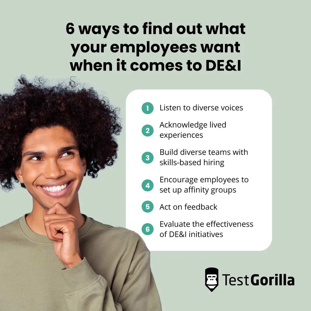 6 ways to find out what your employees want when it comes to DE&I graphic