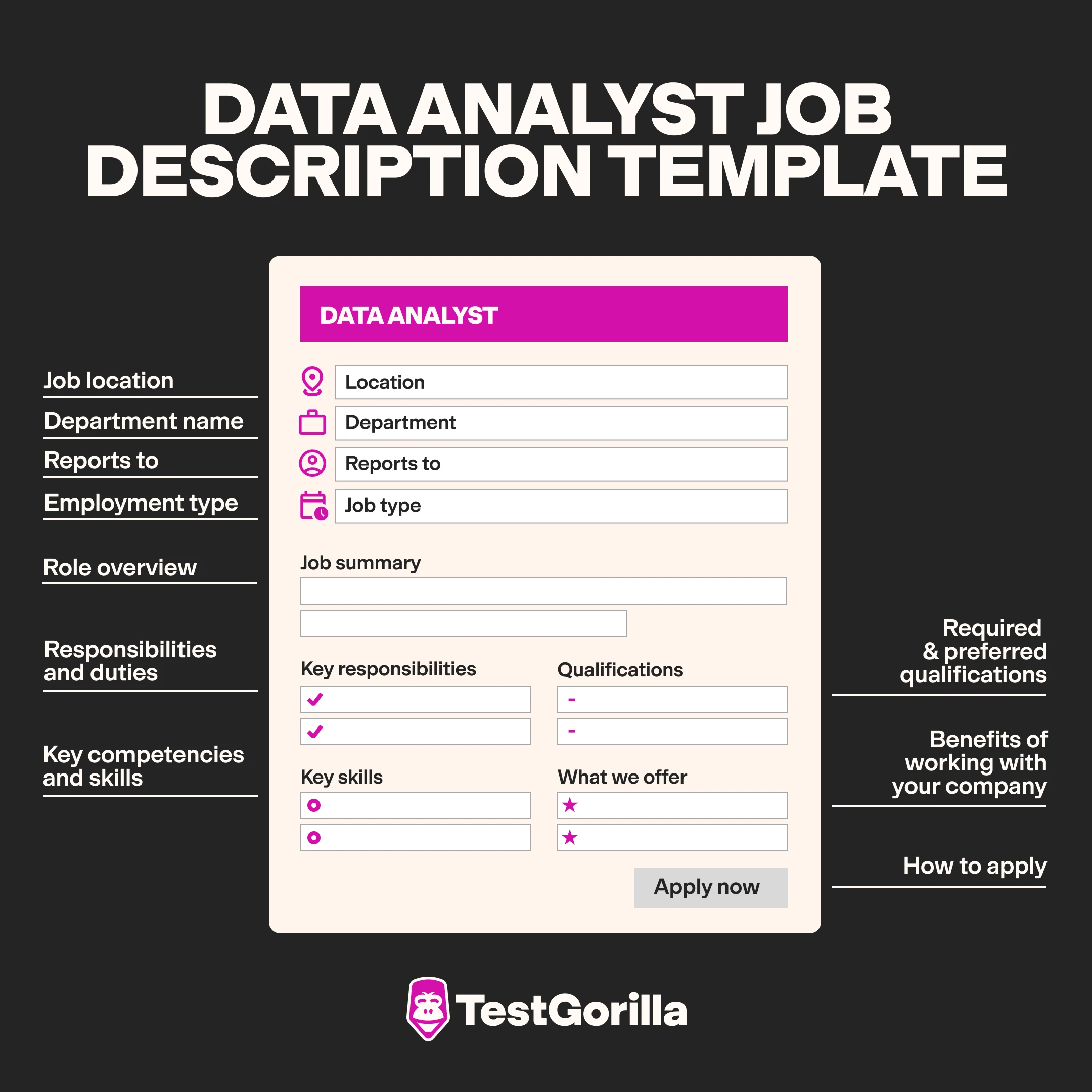 data analyst job description template graphic