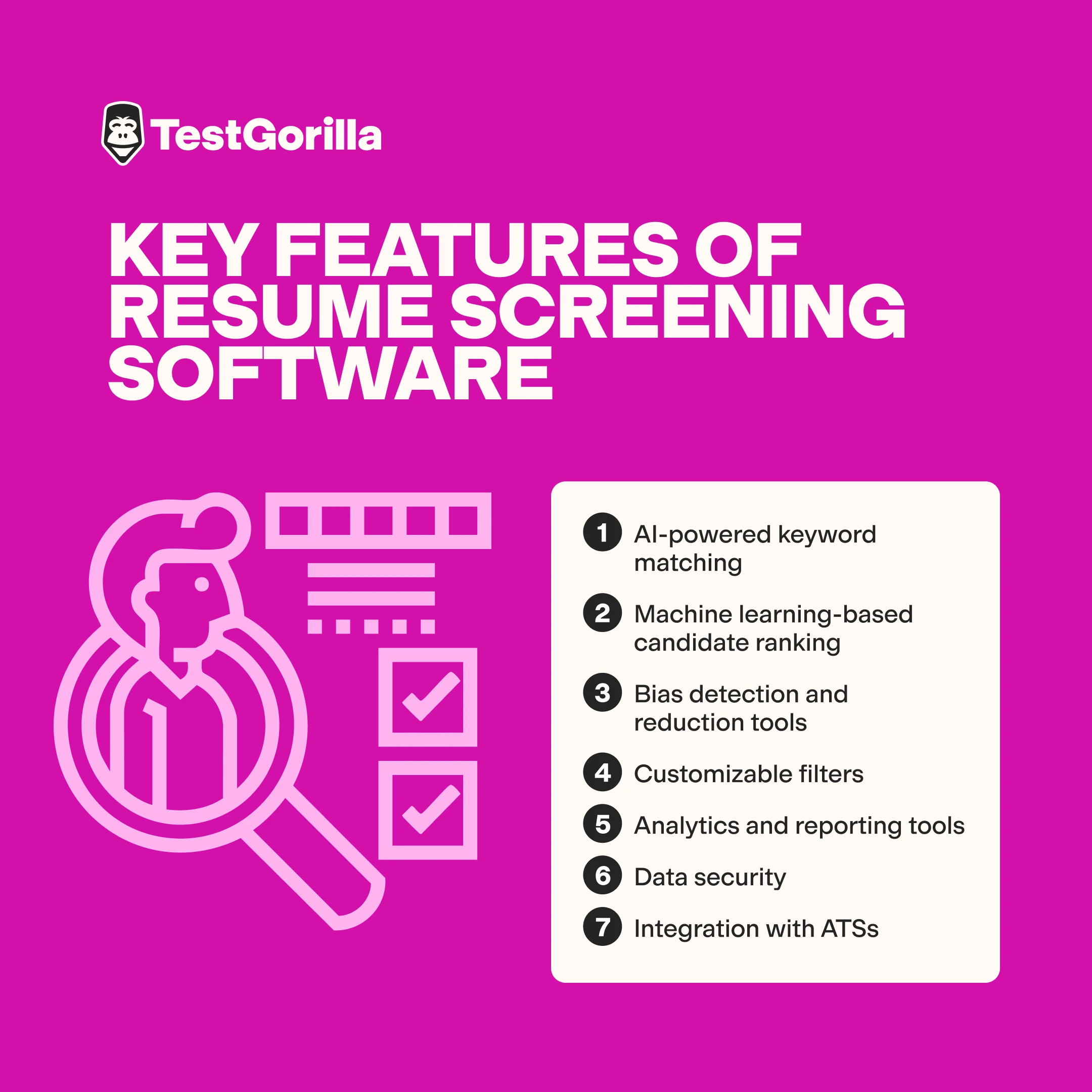 Key features of resume screening software graphic