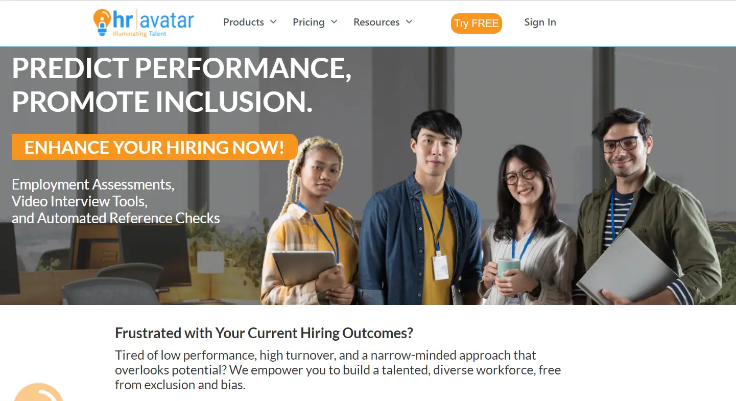 The HR Avatar homepage
