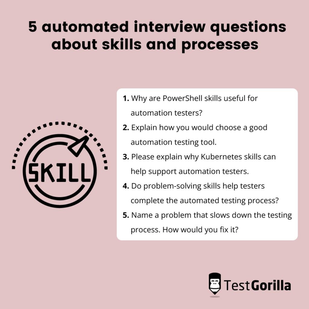 Five automated interview questions about skills and processes