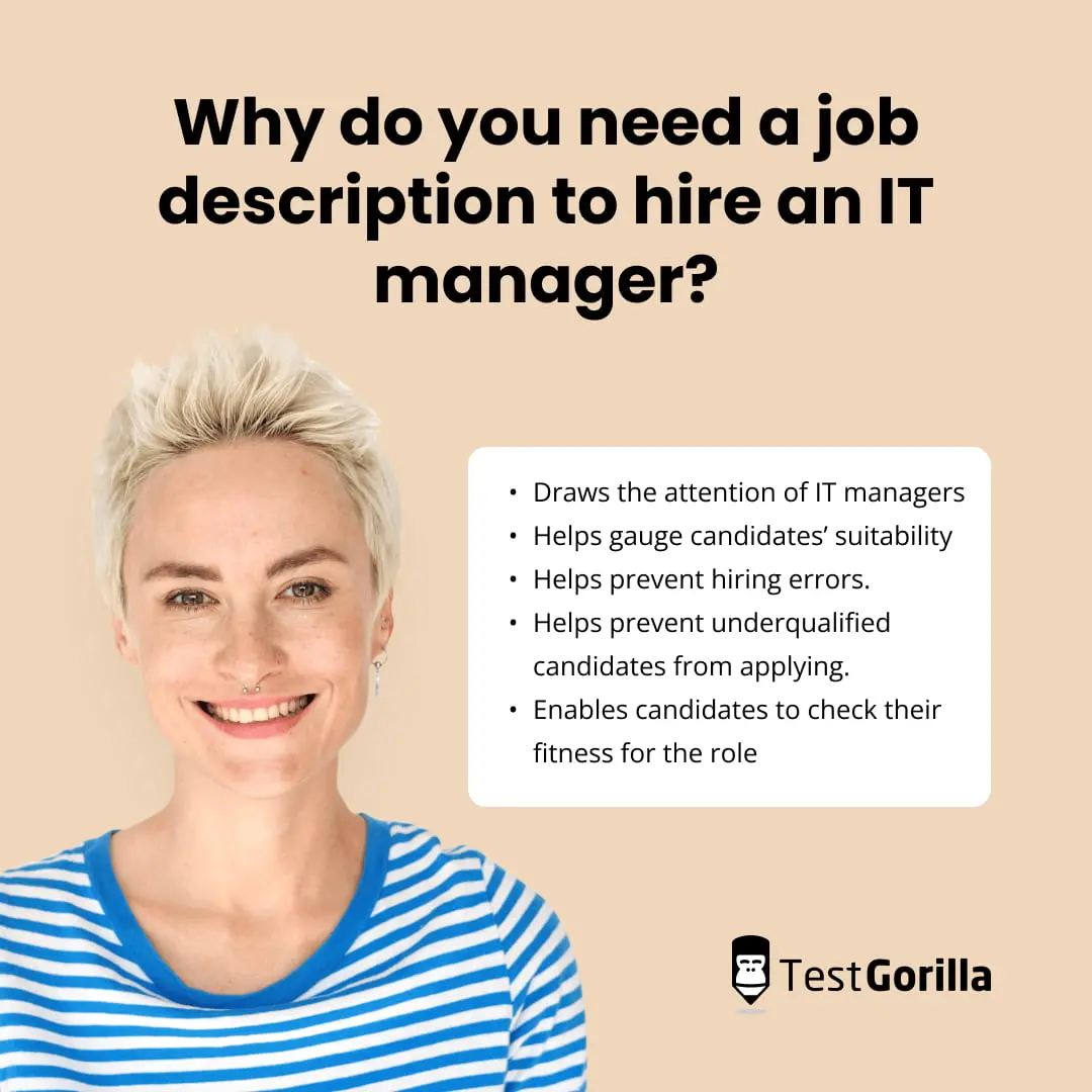 Why do you need a job description to hire an IT manager?