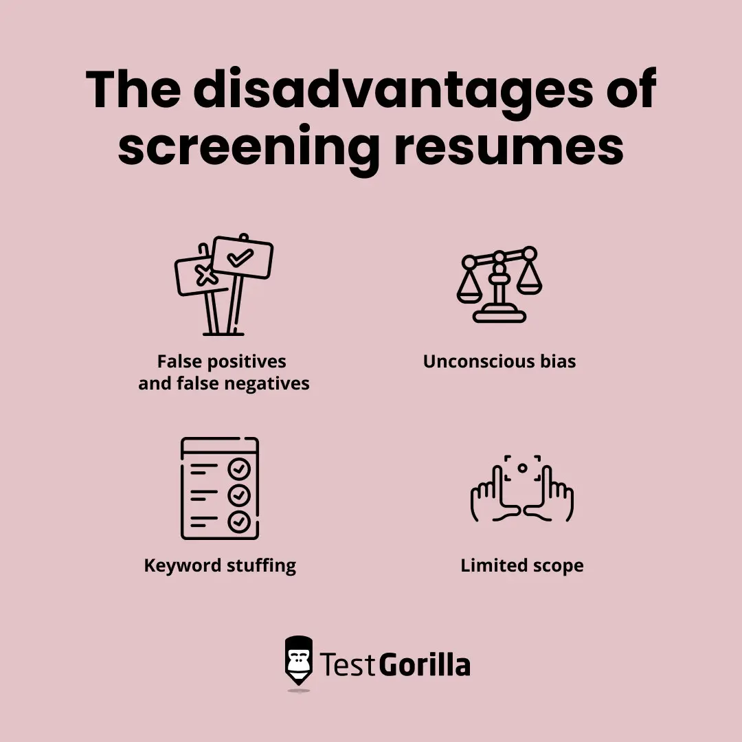 disadvantages of screening resumes graphic